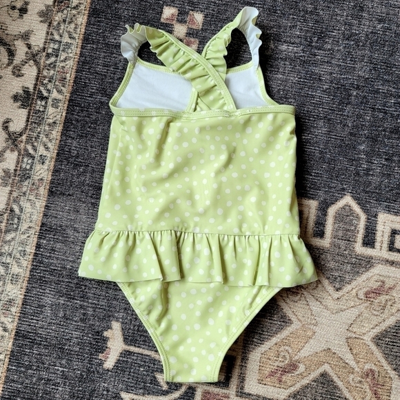 Carter's 24 Month Polka Dot Green One Piece Bathing Suit Snap Closure Crisscross - Picture 4 of 5